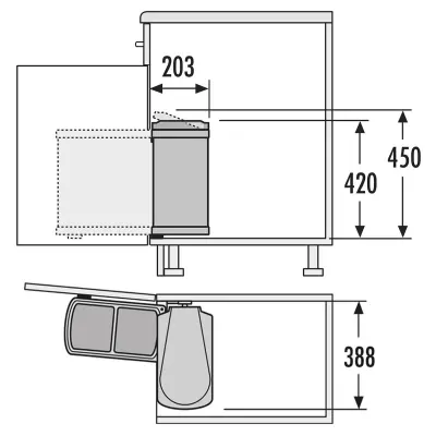 Hailo waste bin duo-automatic 16 litres (2x8) - 3416.10
