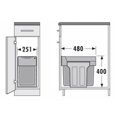 Hailo waste bin Tandem 2 x 15 litres