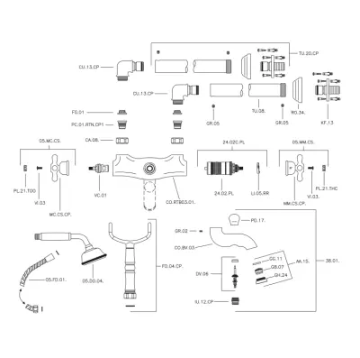 Huber Croisette Thermostatic floor-mounted bath mixer Chrome CST3901021