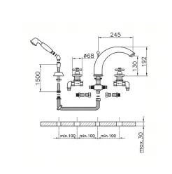 Mezclador de Baño Huber Croisette 4 orificios cromado CS00026021