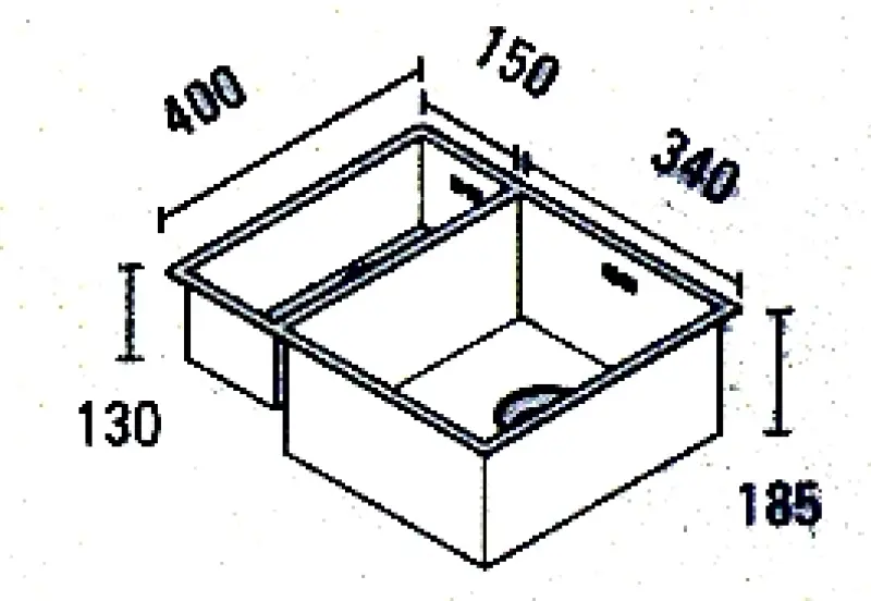 Fregadero ABK Baronga uno y medio 1,5 de acero inoxidable 15x40+34x40cm Bajo Encimera BAR1534F