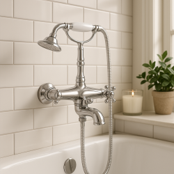 Mezclador Termostático de Baño Huber Victorian con teleducha cromado VTT3301021