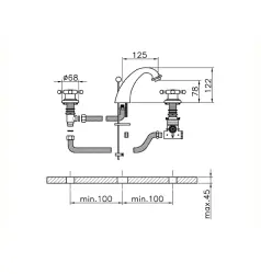 Mezclador Termostático para Lavabo Huber Victorian de 3 Orificios cromado VTT71010