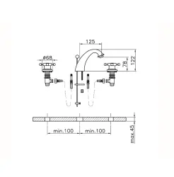 Mezclador de Lavabo Huber Victorian de 3 orificios cromado VT00101021