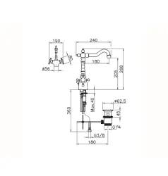 Mezclador Termostático para Lavabo Huber Victorian cromado VTT5201021