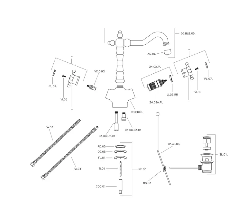 Mezclador Termostático para Lavabo Huber Victorian cromado VTT5201021