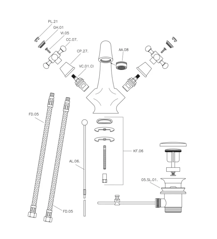 Mezclador de Lavabo Huber Victorian Classic cromado VT00051021