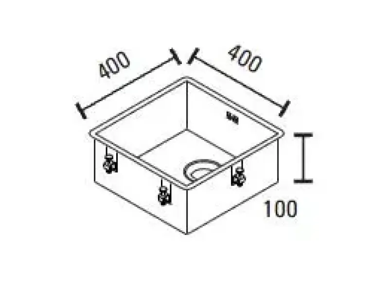 Fregadero ABK Baronga poco profundo de acero inoxidable para discapacitados de 10 cm 40x40 cm Fregadero enrasado, bajo encimera y sobre encimera BAR4010FVI
