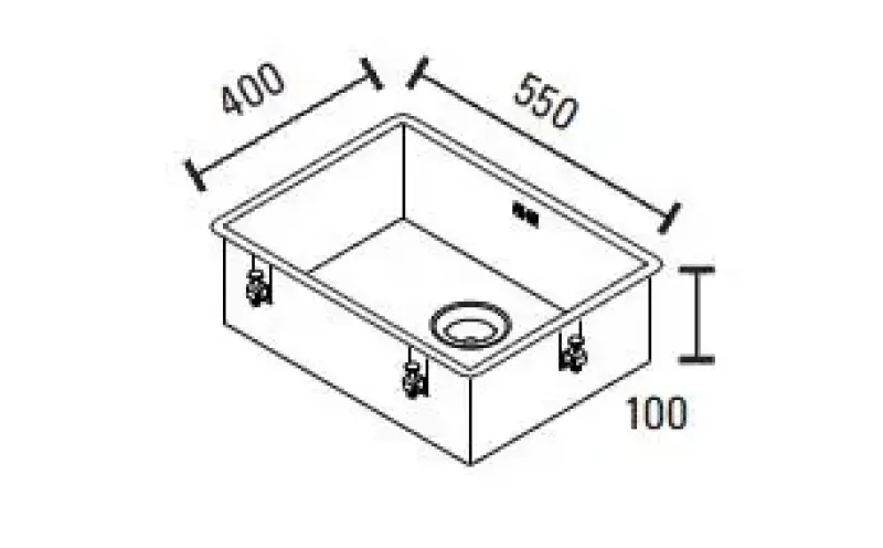 Fregadero ABK Baronga de acero inoxidable extraplano grande de 10cm de profundidad 55x40cm enrasado,  bajo encimera y sobre encimera BAR5510FVI