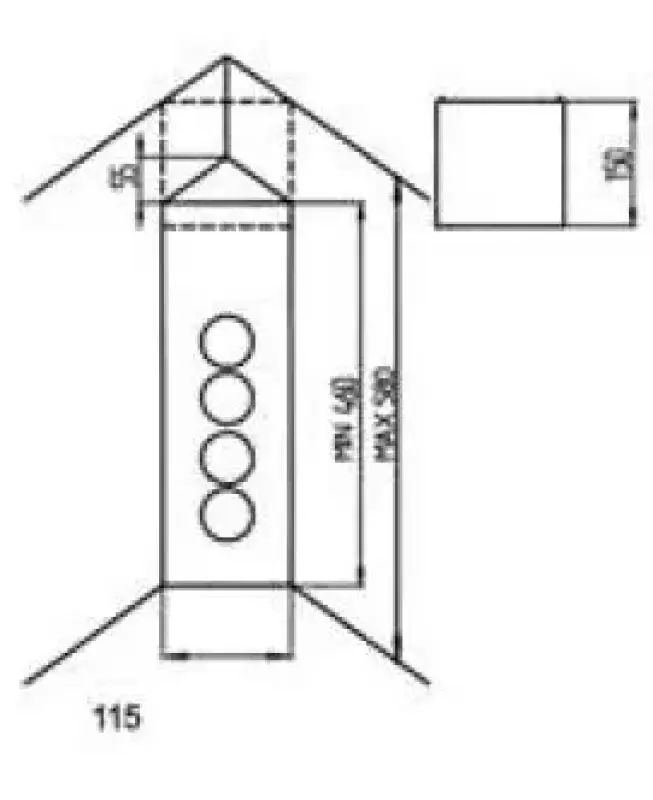 Indux Corner Columna de energía con 4 enchufes con toma de tierra Randaarde RVS 756