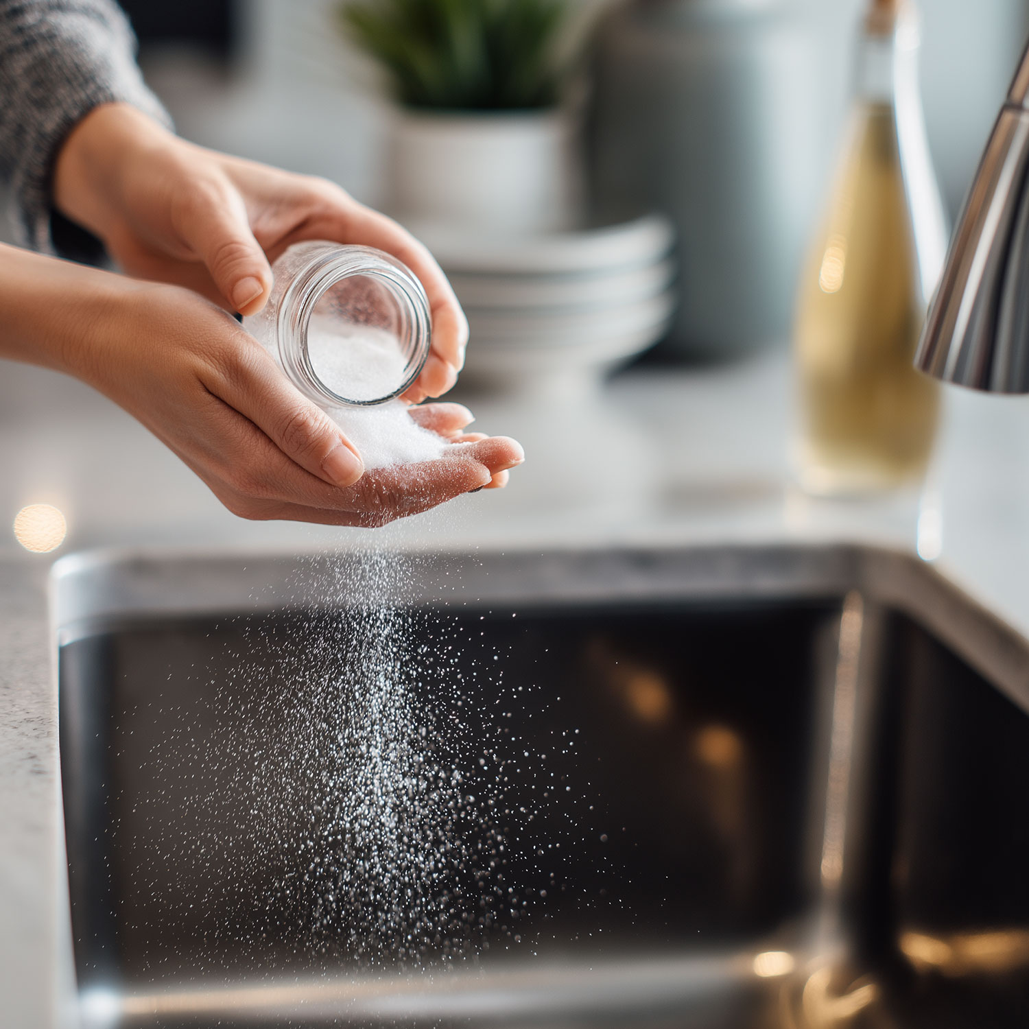 El poder del bicarbonato de sodio y el vinagre: un sencillo truco para limpiar el fregadero